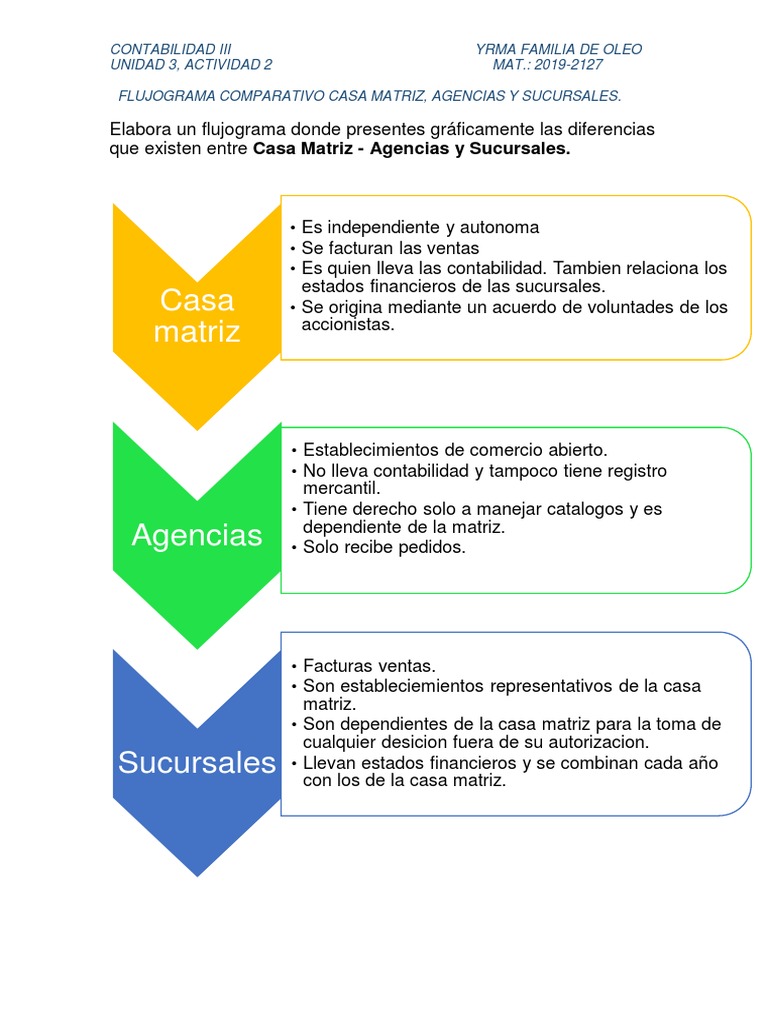 Diferencias entre Casa Matriz y Sucursales | PDF