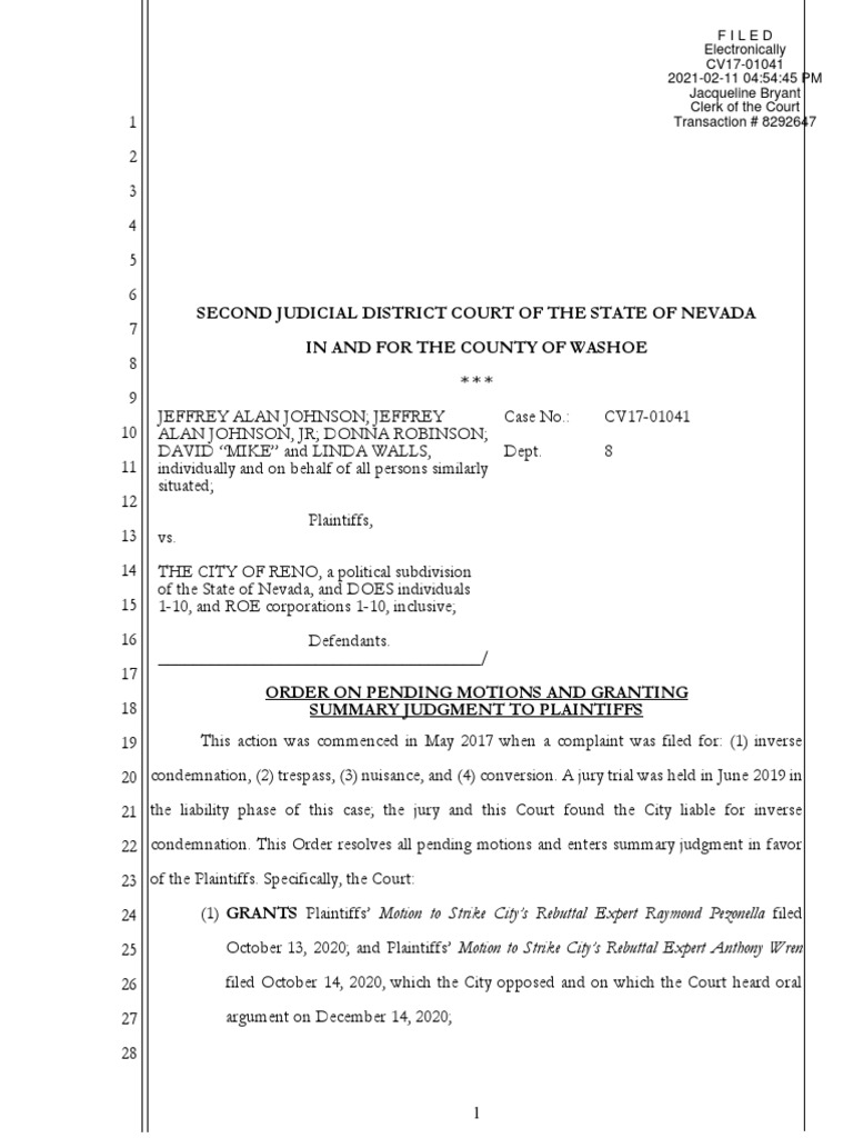 Court Grants Summary Judgment | PDF | Discovery (Law) | Separation Of ...