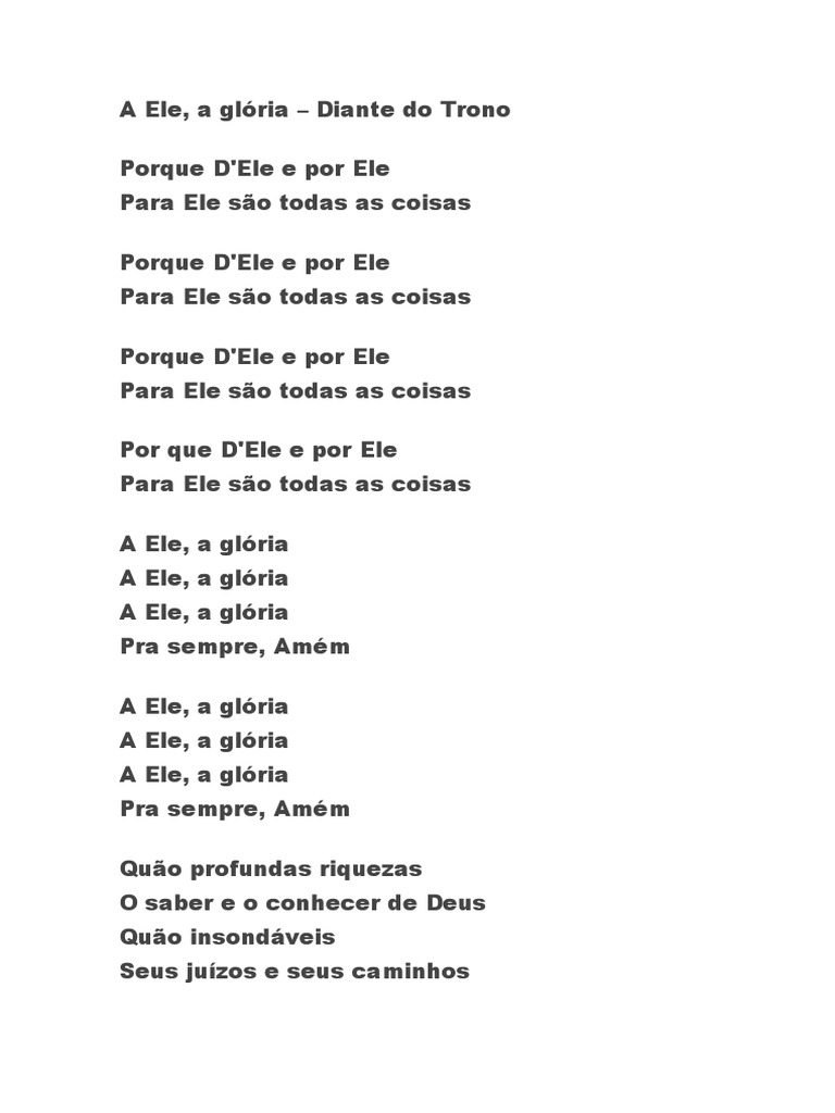 A Ele, A Glória - Diante Do Trono | PDF