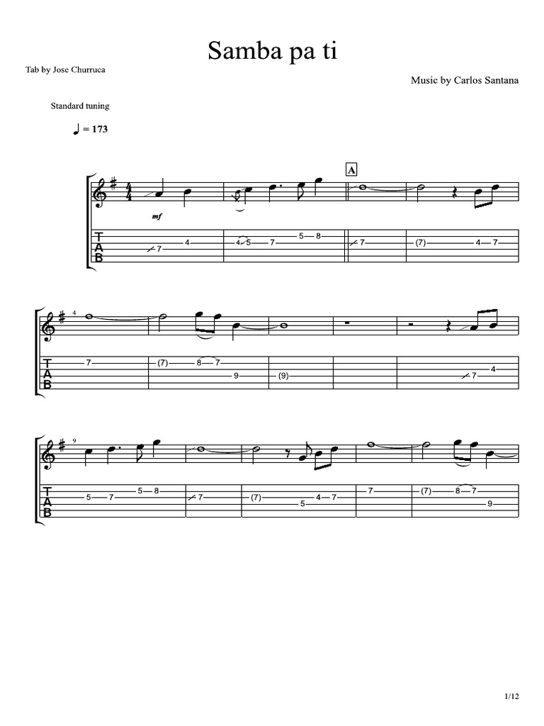 Samba Pa Ti Tab PDF