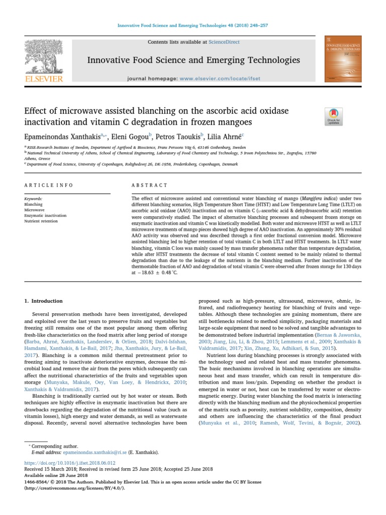 Innovative Food Science and Emerging Technologies 48 (2018) 248-257 ...