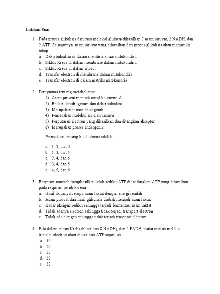 Soal Metabolisme dan Sintesis Protein | PDF | Sains & Matematika