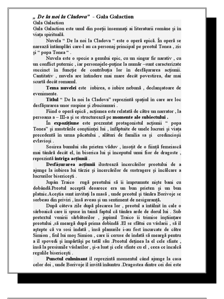 De La Noi La Cladova Gala Galaction-De La Noi La Cladova | PDF
