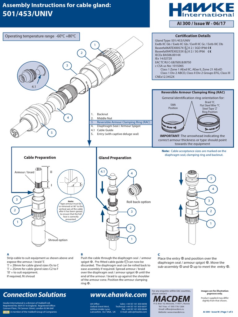 Assembly Instructions Cable Gland 501 453 Universal PDF Nut