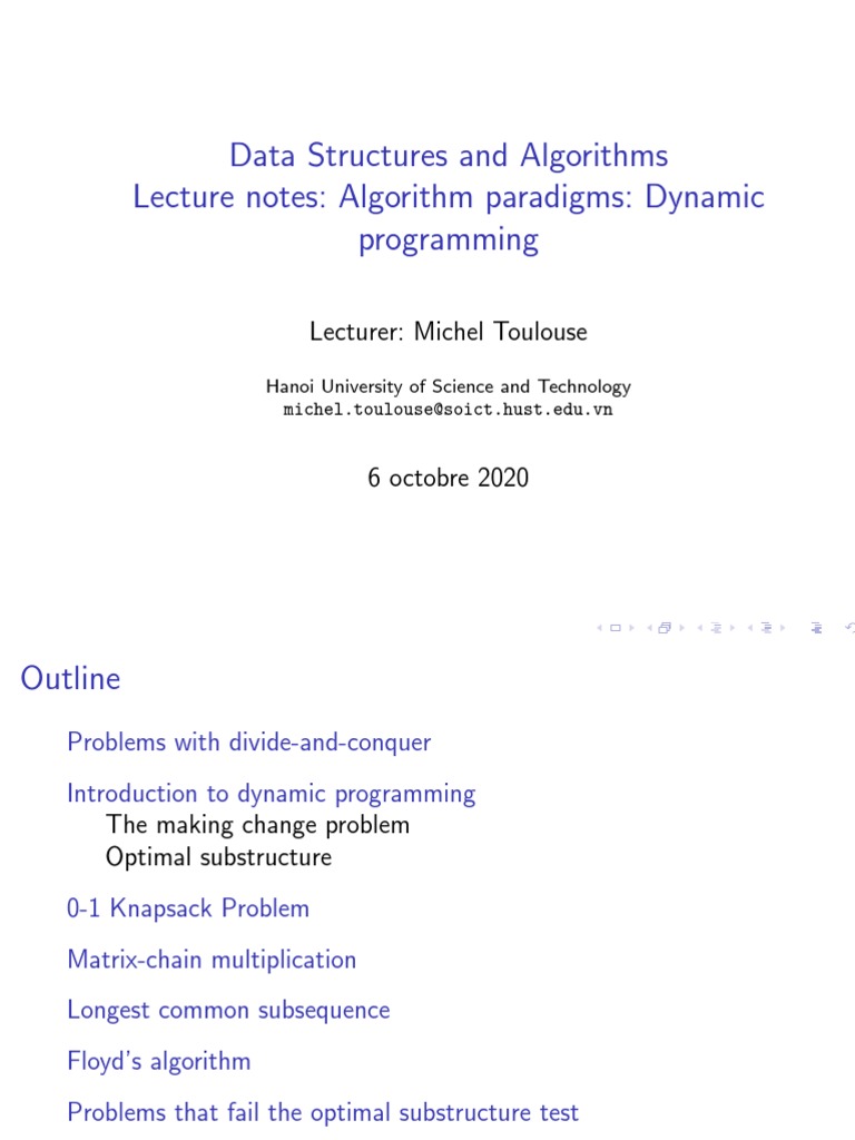 Dynamic Programming in Algorithms | PDF | Dynamic Programming | Recursion