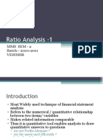 Ratio Analysis - 1: Mms Sem - 2 Batch - 2010-2011 Vesimsr