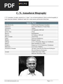 C. N. Annadurai Biography: Quick Facts