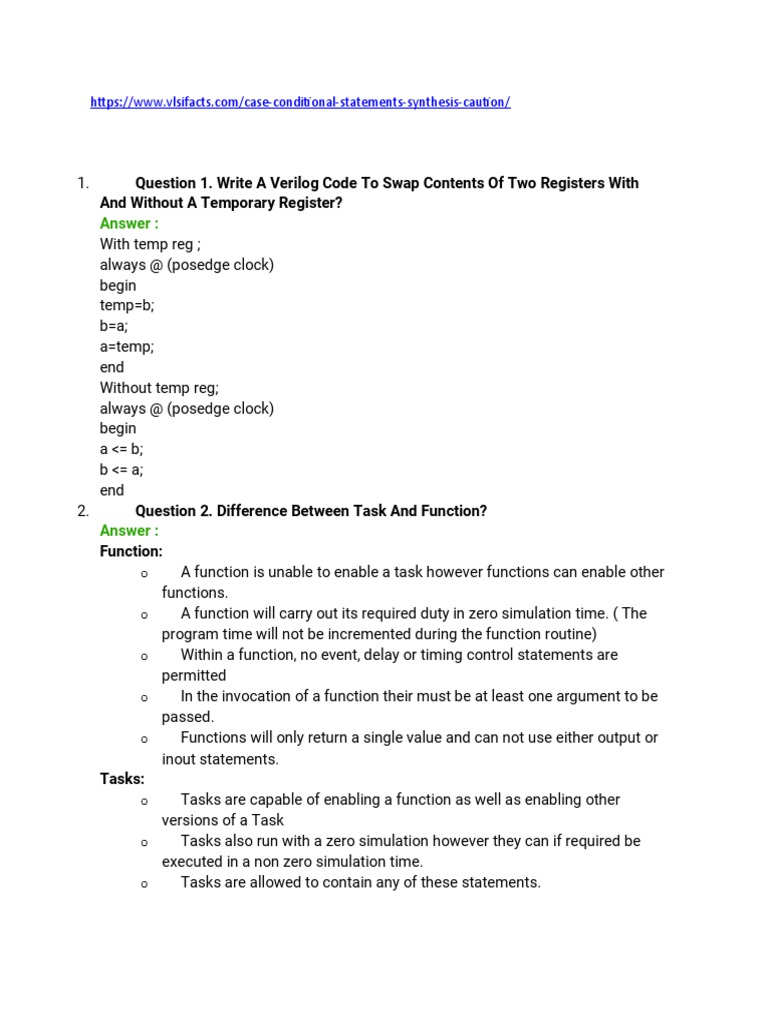 Verilog Interview Questions | PDF | Vhdl | Subroutine