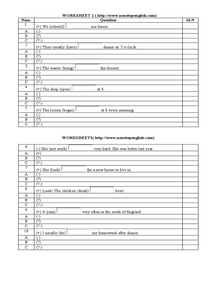 Simple Present Tense Exercises | PDF | Food And Drink | Beverages