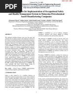 Critical Factors For Implementation of Occupational Safety and Health Management System in Malaysian Petrochemical Based Manufacturing Companies