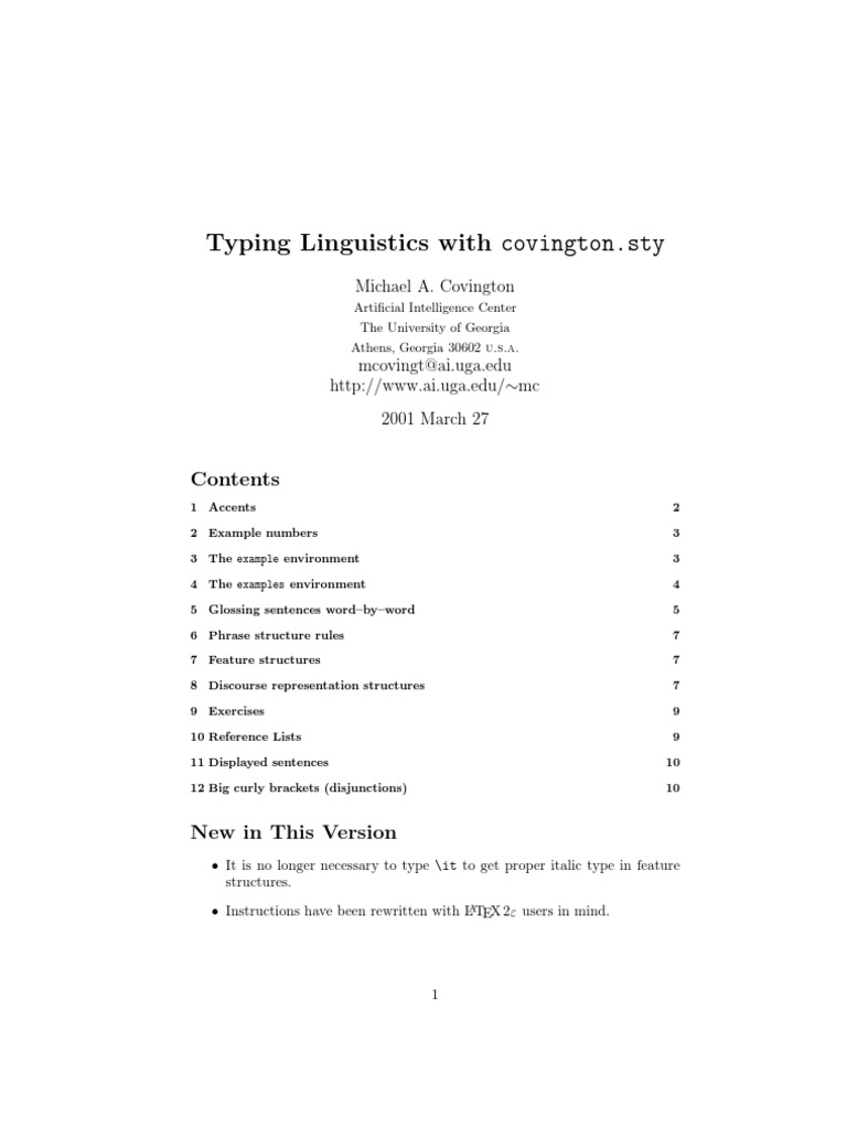 Typing Linguistics With Covington - Sty | PDF | Phrase | Sentence ...