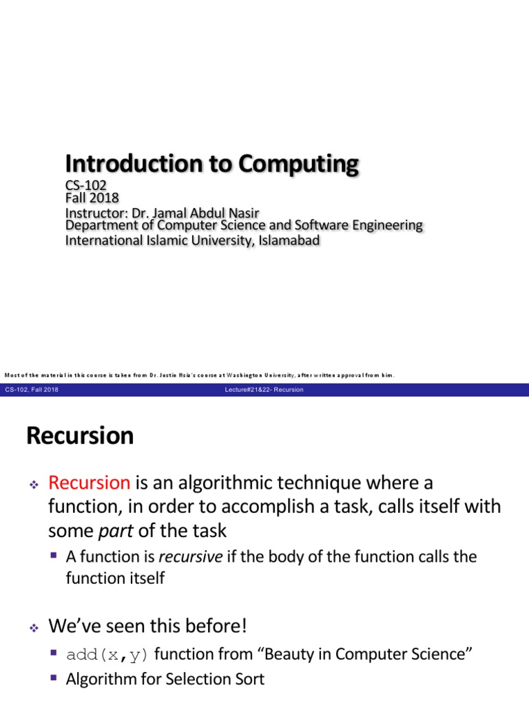 Introduction To Computing | Download Free PDF | Recursion | Computer ...