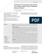 Self-Reported Effectiveness of E-Learning Classes During COVID-19 Pandemic: A Nation-Wide Survey of Pakistani Undergraduate Dentistry Students