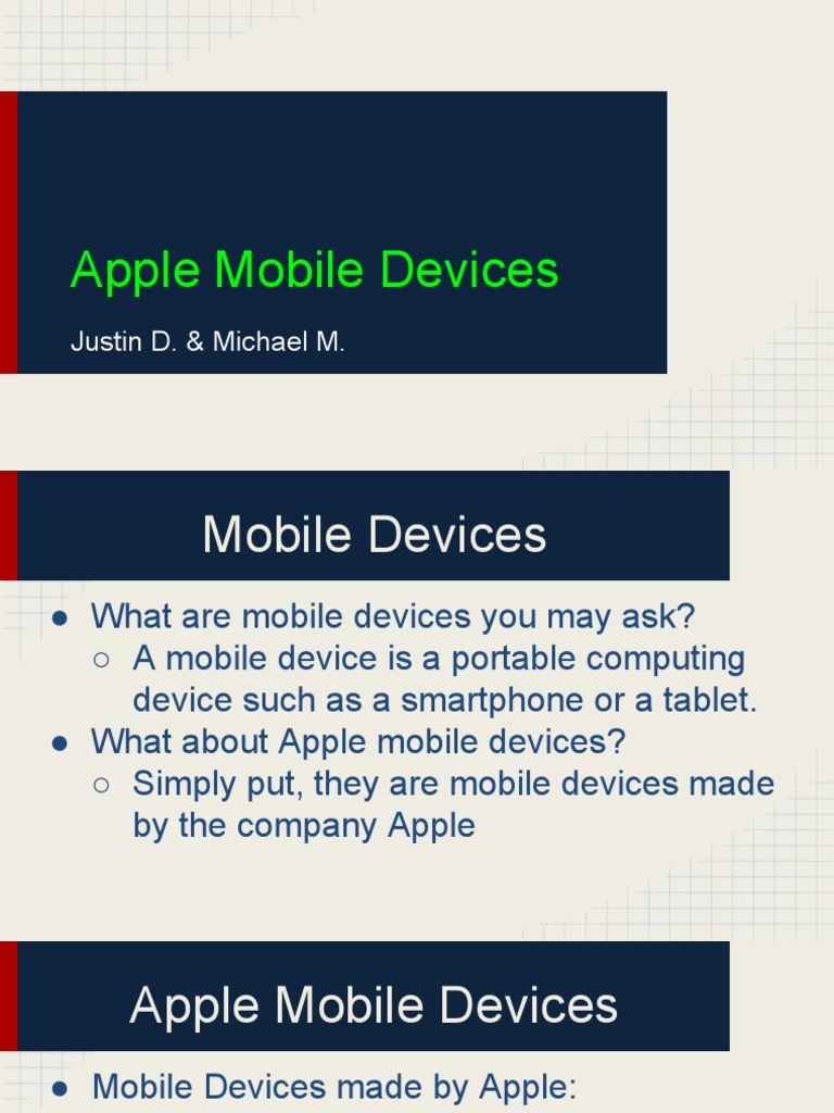 Overview of Apple Mobile Devices | PDF | I Phone | I Pad