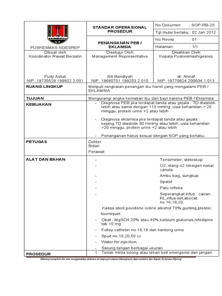 Sop Pengelolaan Peb Revisi | PDF