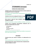 Cuestionario sobre formación, esfuerzo, asesoría y desempeño en procesos de tesis