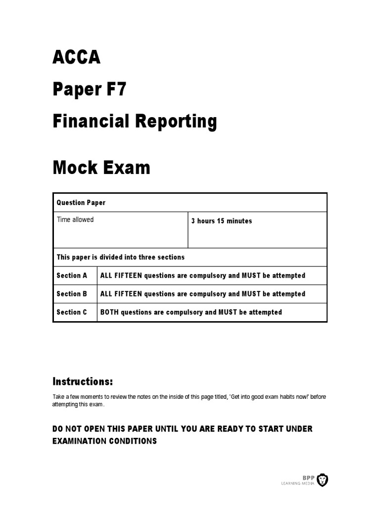 ACCA Note and Mock Exam