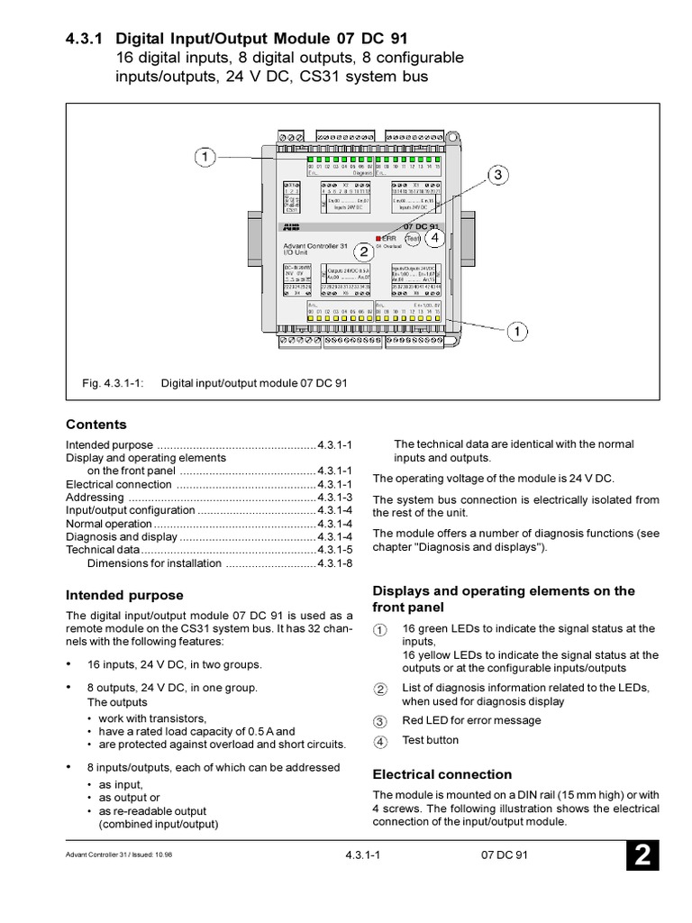 4.3.1 Digital Input/Output Module 07 DC 91 16 Digital Inputs, 8 Digital ...