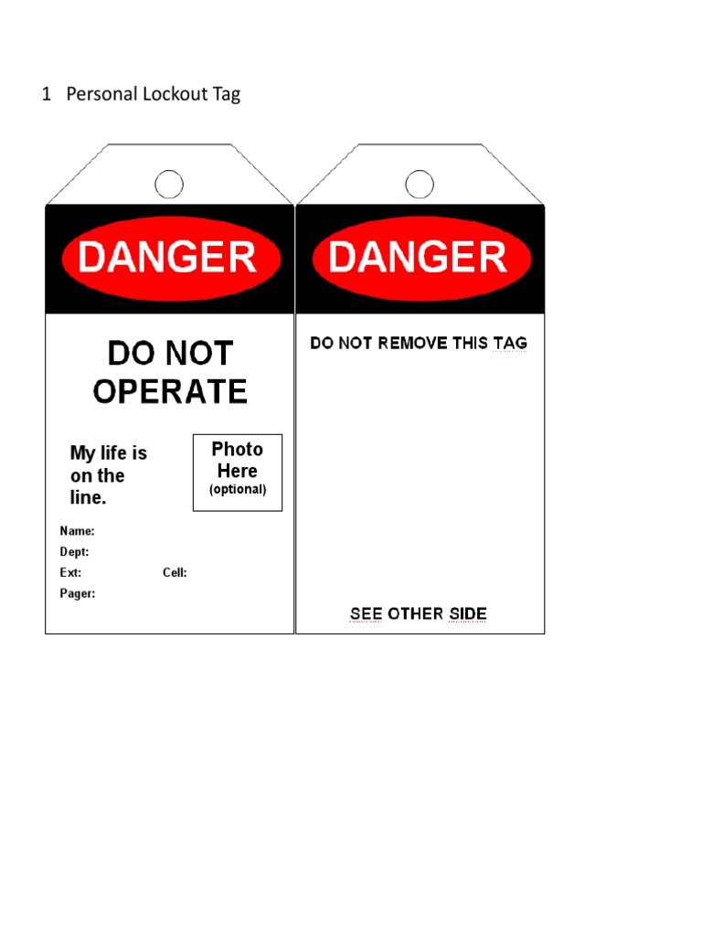 Lockout Tag Templates for Safety | PDF