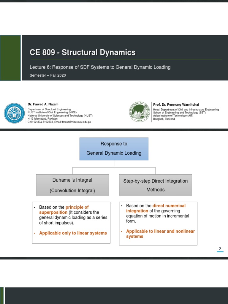 CE 809 - Lecture 6 - Response of SDF Systems To General Dynamic Loading ...