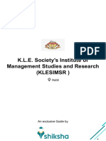 K.L.E. Society's Institute of Management Studies and Research (Klesimsr)