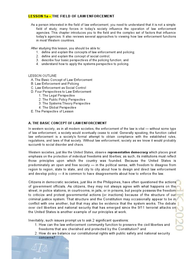 Lesson 1aTheFieldOfLawEnforcement1 PDF Judiciaries Police