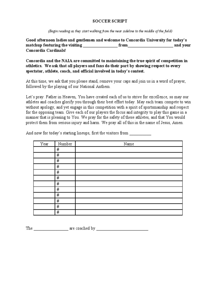Soccer Script | PDF | Sports | Leisure