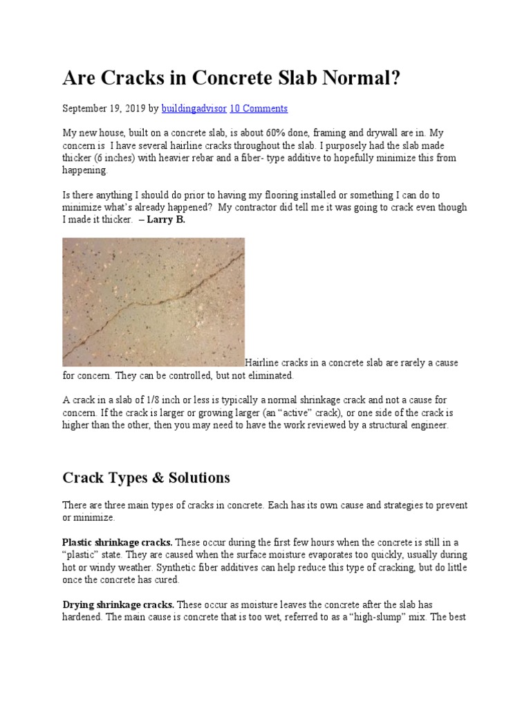 Are Cracks in Concrete Slab Normal PDF Flooring Concrete
