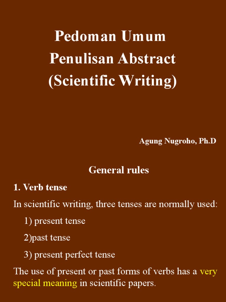 Guidelines for Scientific Writing | PDF | Grammatical Tense | Subject ...