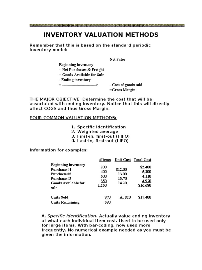 Inventory Valuation Methods Explained | PDF | Cost Of Goods Sold ...