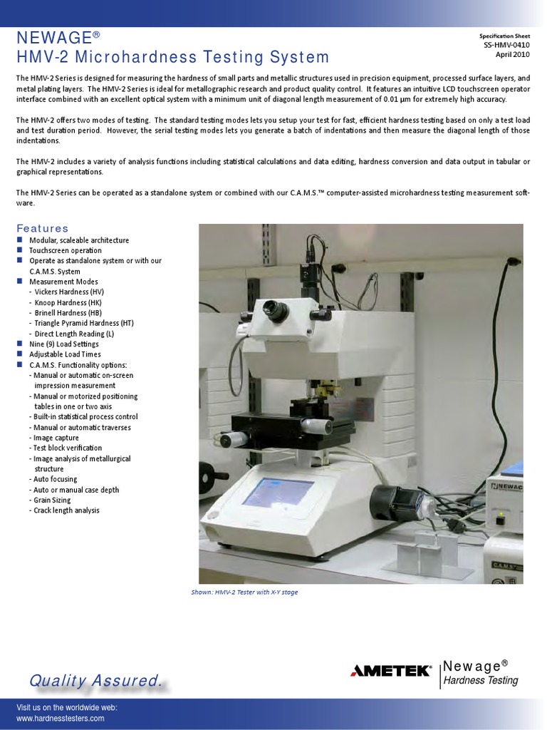 MICROHARDNESS TESTER HMV-2 - Series | PDF | Applied And ...