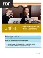 Introduction To Front Office Operations Unit 1