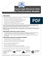 Entrance Test Familiarisation Booklet: Chelmsford County High School For Girls