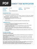 Year 10 Science Assessment Task 42020 Notification