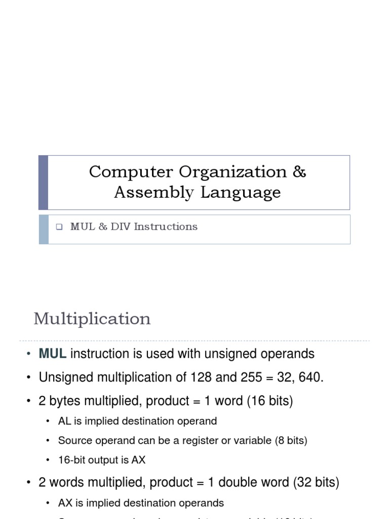 Computer Organization & Assembly Language: MUL & DIV Instructions | PDF ...