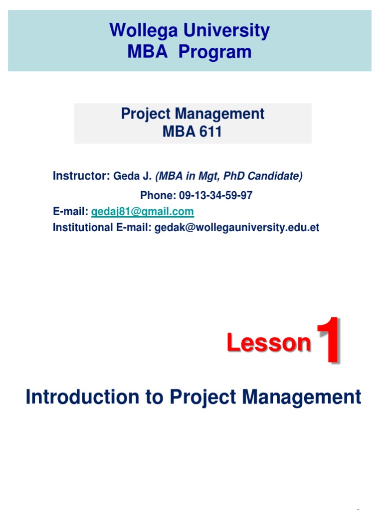 Wollega University MBA Program | PDF | Project Management | Product ...