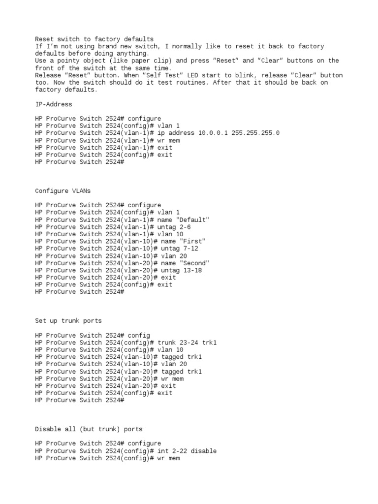 Sw Hp Procurve Pdf Computer Engineering Computer Science
