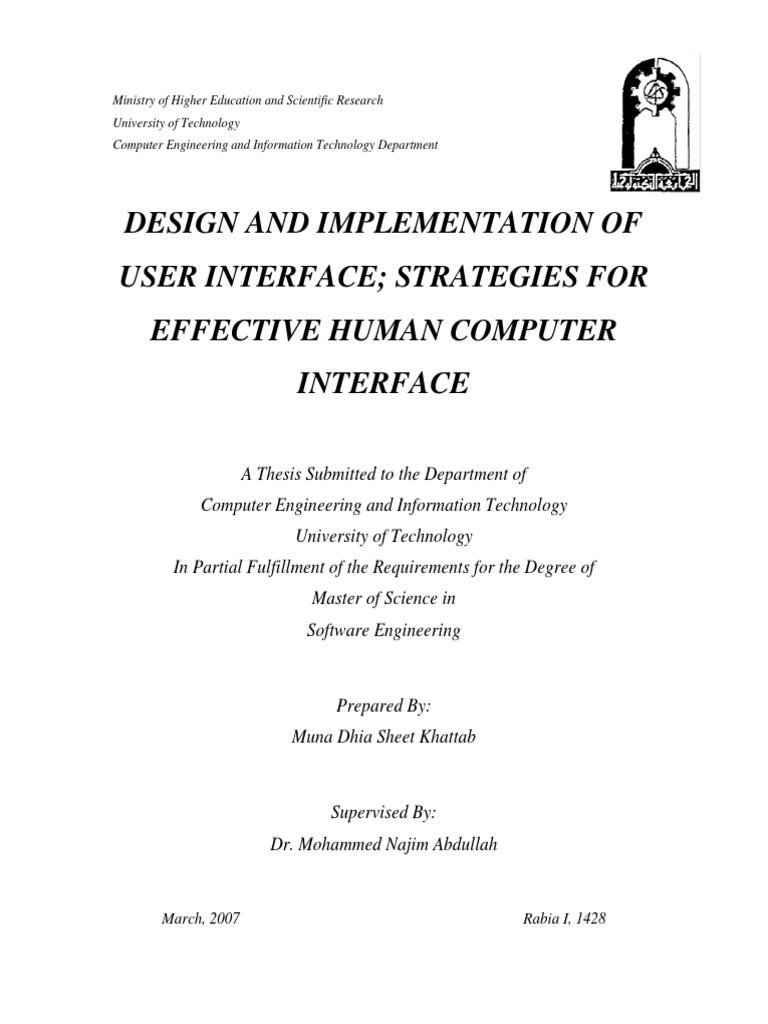 Design and Implementation of User Interface Strategies For Effective ...