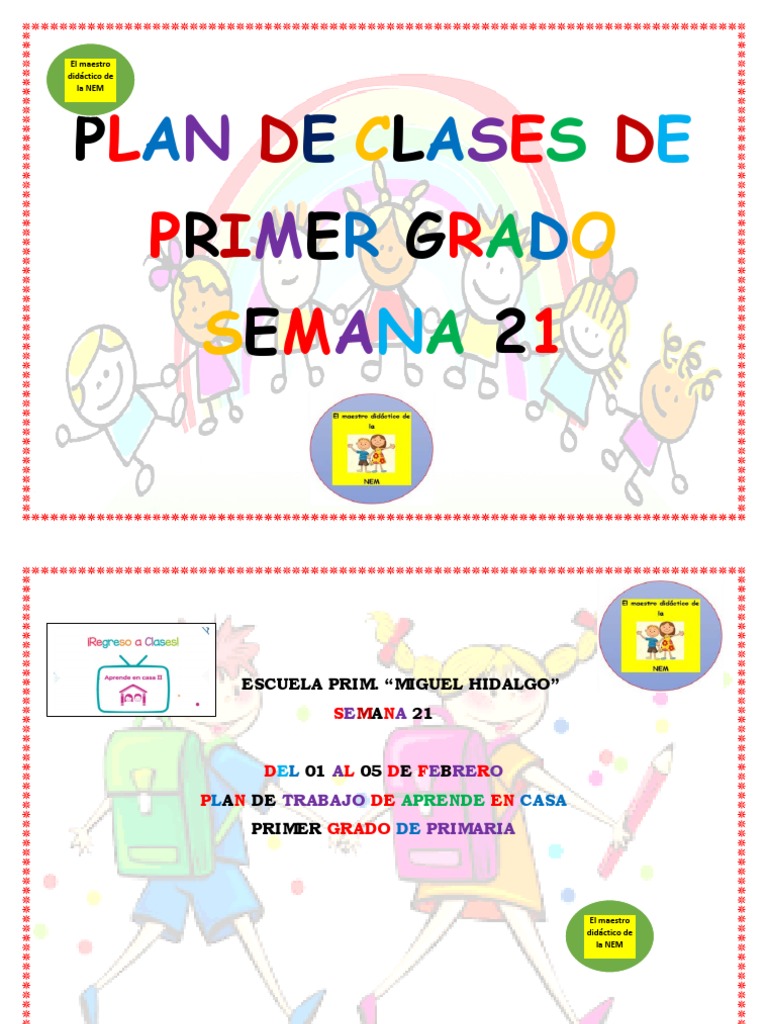 Plan de Clases Primer Grado - Semana 21 | PDF | Escritura | Alimentos