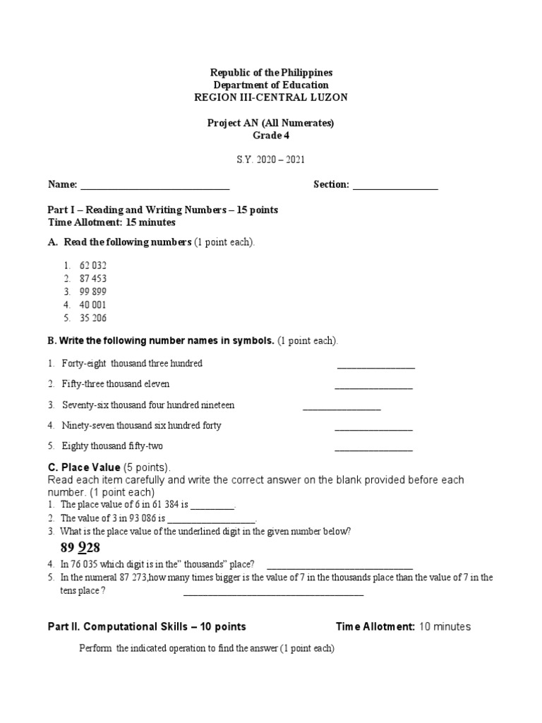 Grade 4 With Answer Key Download Free Pdf Teaching Mathematics