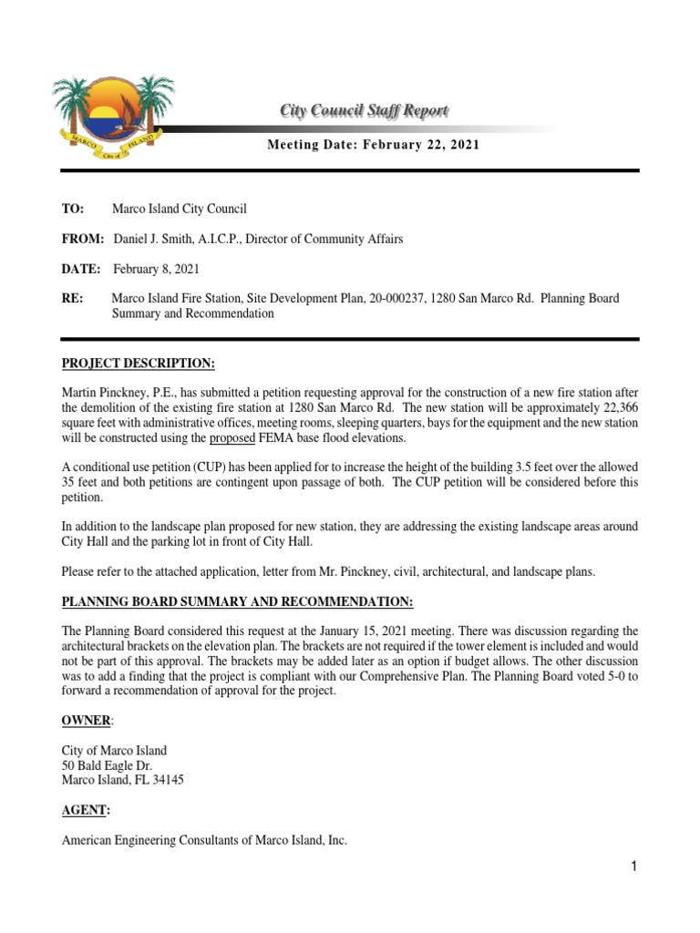 Marco Island Fire Station Development Plan | PDF | Sanitary Sewer ...