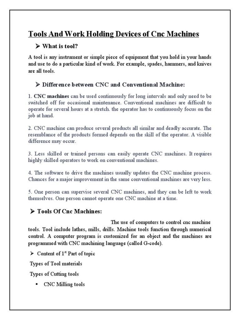CNC Tools and Workholding Devices | PDF | Numerical Control | Machining