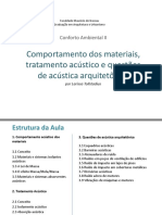 Comportamento Dos Materiais, Tratamento Acústico e Questões de Acústica Arq. - Larissa Tollstadius