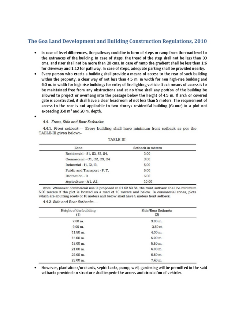 The Goa Land Development and Building Construction Regulations, 2010