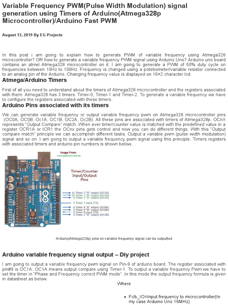 Variable Frequency PWM (Pulse Width Modulation) Signal Generation Using