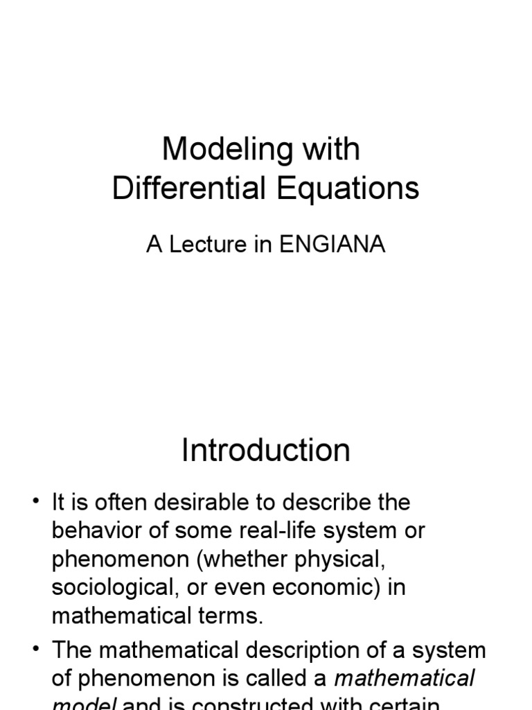 Differential Equations in Modeling Systems | PDF | Electrical Network ...