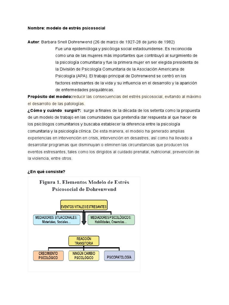 Modelo de Estres Psicosocial | PDF | Estrés (biología) | La naturaleza  humana