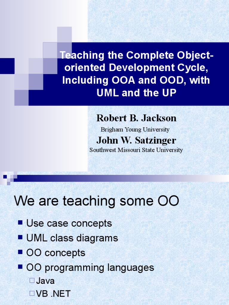 Teaching The Complete Object-Oriented Development Cycle, Including OOA ...