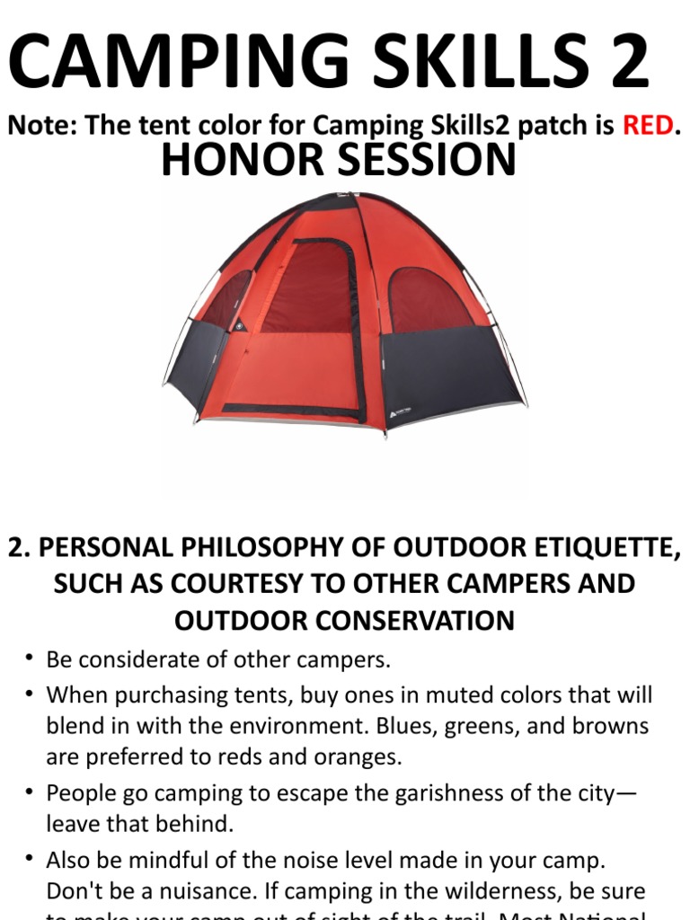 Camping Skills 2 Pdf Camping Tent