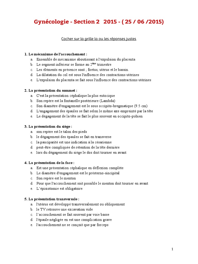 11 Gyneco Section 2 Juin 15 06 15 Pdf Cancer Accouchement